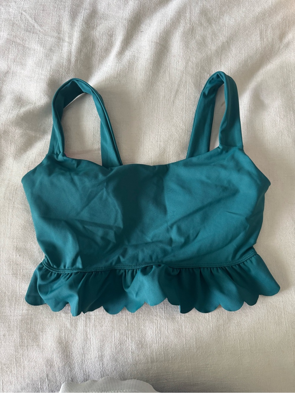 Lilly Pulitzer Teal and Hot Pink Ruffled sports bra